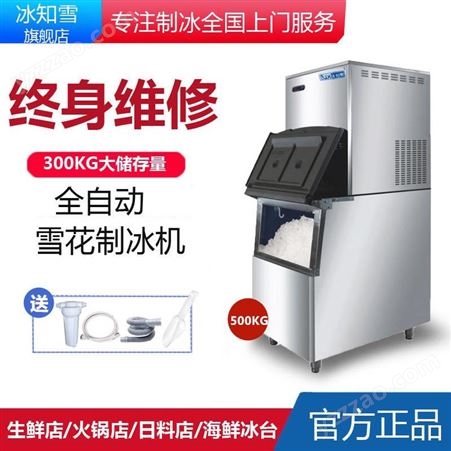 冰知雪雪花机IMS-200F分体式日产200公斤商用超市火锅店生海鲜保鲜实验室碎冰机