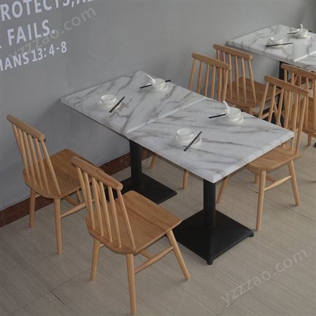 主题餐厅4人位大理石餐桌，奶茶店咖啡厅桌椅组合，众美德家具专业定制批发