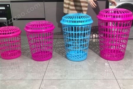 超大号塑料镂空编织脏衣篮 浴室家用有盖洗衣篮藤编篮收纳篮