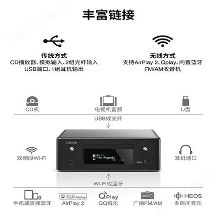天龙DENONRCD-N10 音响 音箱 USB桌面流媒体CD播放机 迷你音响组合套装 WiFi蓝