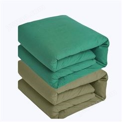 学校宿舍单人橄榄绿毛巾被冬季救灾热熔棉被工地劳保棉花棉被
