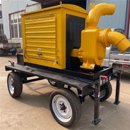 10寸牵引移动泵 不锈钢柴油机自吸泵 双吸式大流量水泵