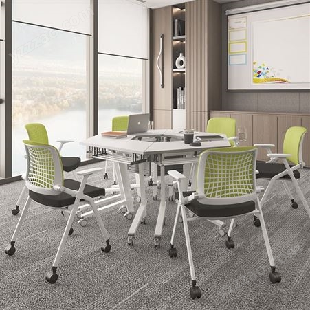 塑料挡板桌 办公学习会议洽谈室可移动折叠桌椅