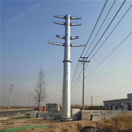 10kv-220kv图纸定制35KV电力钢管杆 热镀锌15米钢杆基础打桩 高压杆塔