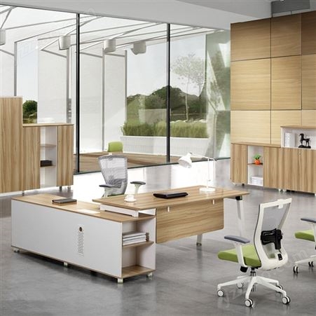 搏德森办公家具老板桌现代简约办公实木大板总裁桌厂家直供