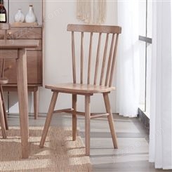搏德森北欧原木白蜡木全实木餐椅简约现代日式咖啡餐厅家用靠背温莎椅子