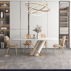搏德森意式轻奢岩板餐桌大小户型家用现代简约长方形创意设计师饭桌厂家