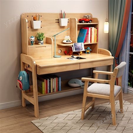 搏德森儿童学习桌可升降实木书桌小学生简约家用写字桌椅现代卧室课桌
