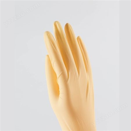 天然乳胶材质米黄色一次性多尺寸百级乳胶手套