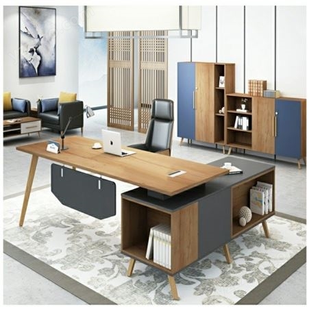 老板桌办公桌简约现代实木桌脚经理桌总裁主管财务桌椅组合家具