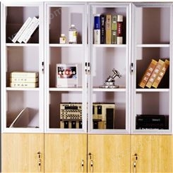 实木文件柜资料档案柜办公室书柜带锁柜子板式书架带玻璃门储物柜